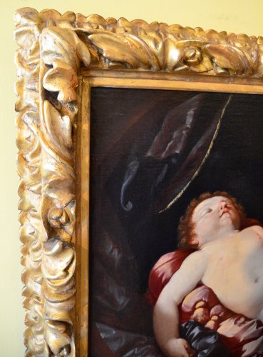Antiquités - Madonne en Adoration de l'Enfant endormi - École bolognaise du XVIIe siècle